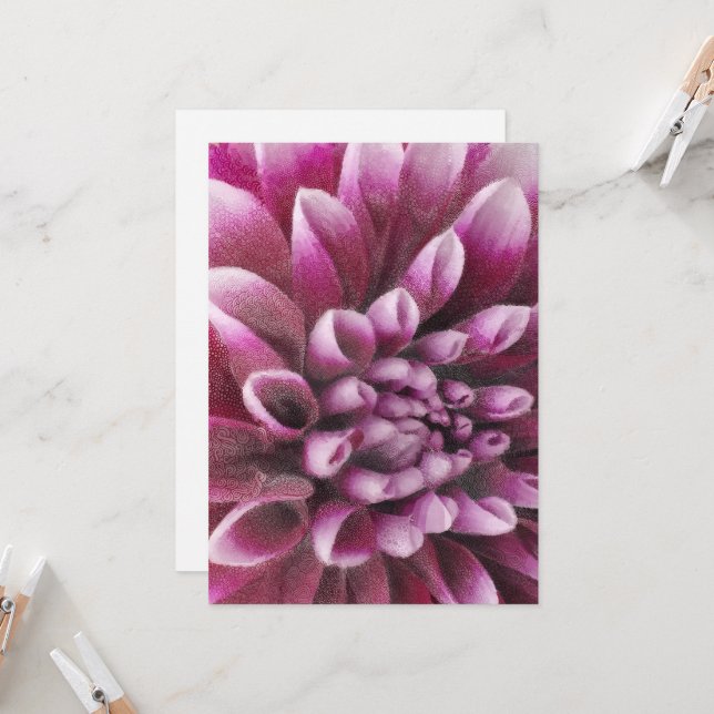 Pink Dahlia Invitation (Front/Back In Situ)