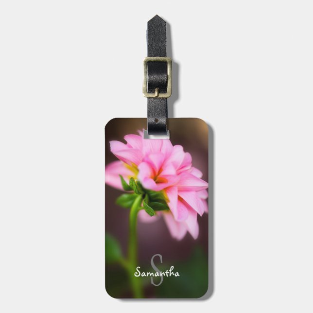 Pink Dahlia Luggage tag (Front Vertical)