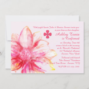 Pink Dahlia Religious Invitation