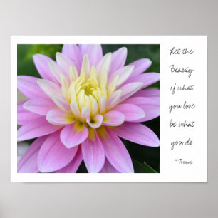 Pink Dahlia Rumi Quote Poster