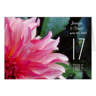 Pink Dahlia Table Number Card