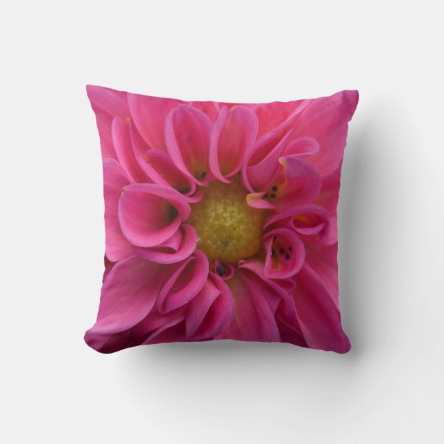 Pink Dahlia Throw Pillow (Front)