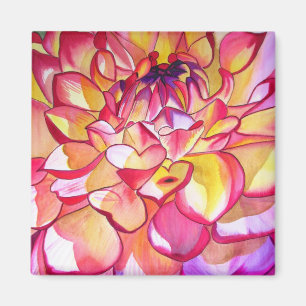 Pink Dahlia watercolour fine art magnet