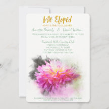 Pink Dahlia We Eloped Post Wedding Party Invite