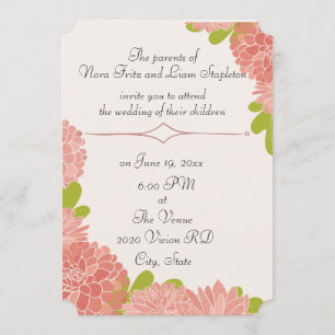 Pink Dahlia Wedding Invitation