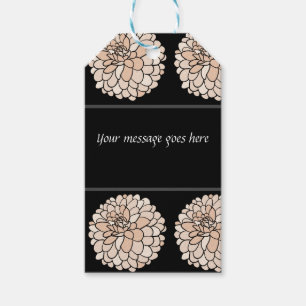 Pink Dahlias on black background gift tag