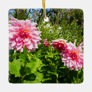 Pink Dahlias (Otto's Thrill) Ceramic Ornament