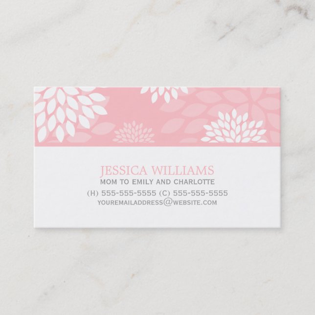 Pink Dahlias Pattern Calling Card (Front)