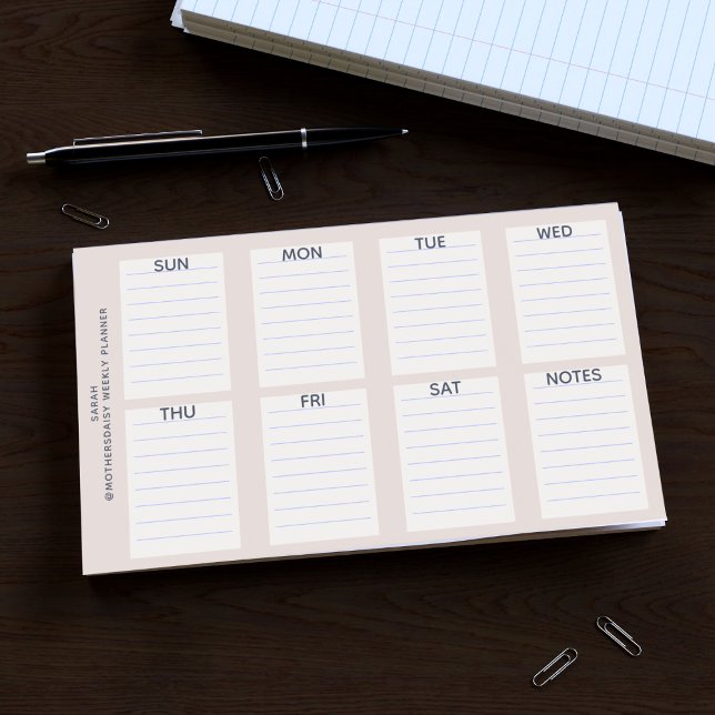 Pink Daily Weekly Planner Large Post it Notes (Add your name and swap the days around if you like to this really useful weekly planner post it note)