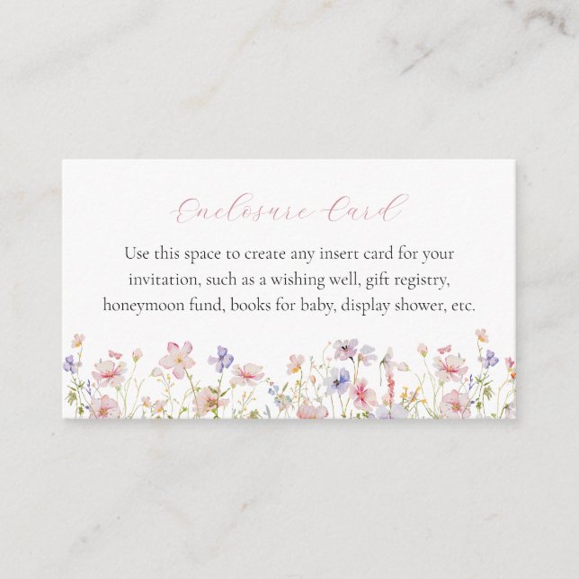 Pink Dainty Flowers Enclosure Card (Front)