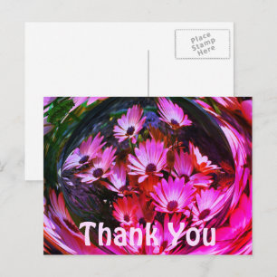 Pink Daisies Abstract Floral Thank You Postcard