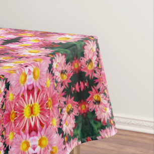 Pink Daisies And Bumble Bee Abstract        Tablecloth