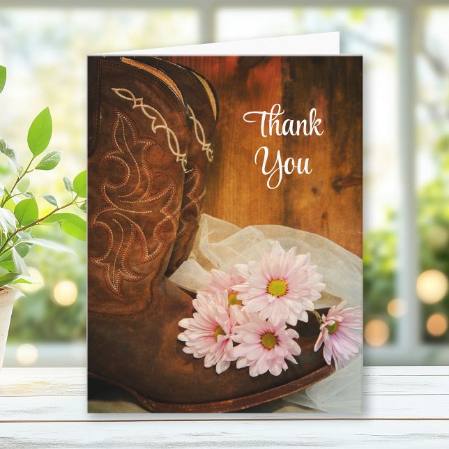 Pink Daisies and Cowboy Boots Western Thank You (Creator Uploaded)