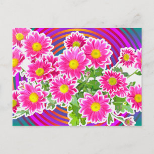 Pink Daisies / Asters Bouquet & Strips + your idea Postcard