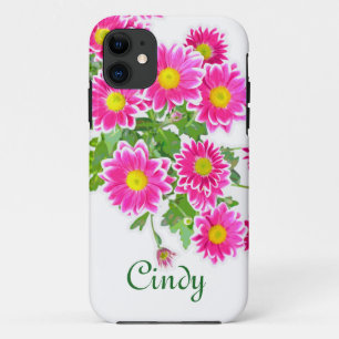 Pink Daisies / Asters Bouquet + your ideas iPhone 11 Case