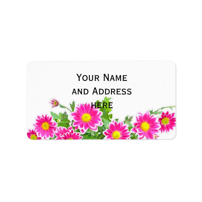 Pink Daisies / Asters Bouquet + your ideas Label (Front)