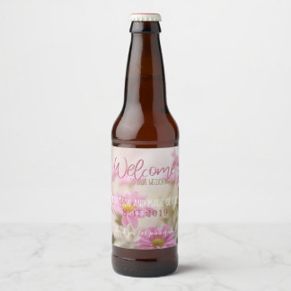 Pink Daisies Beer Bottle Label Romantic Flowers