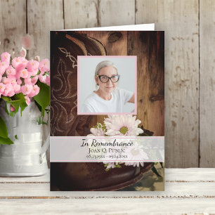 Pink Daisies Cowboy Boots Western Funeral Service Programme