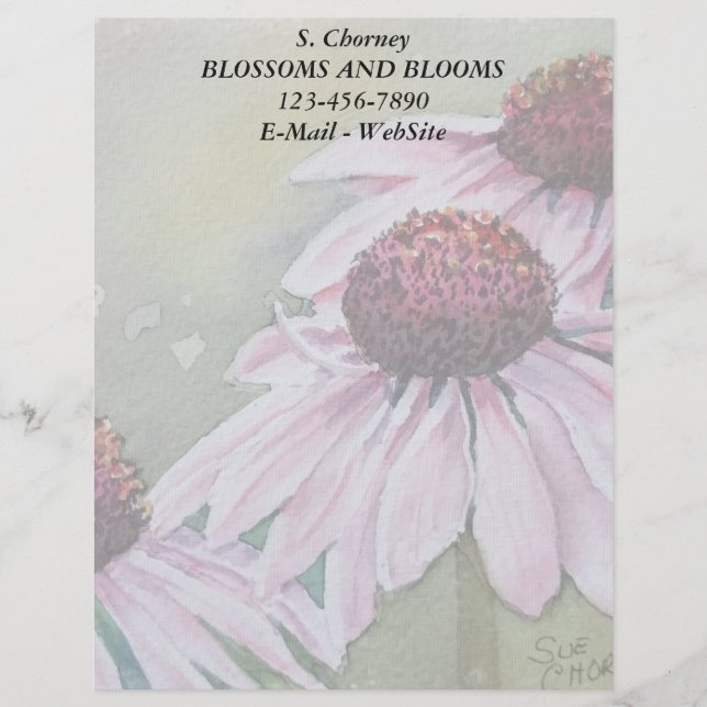 PINK DAISIES CUSTOMIZABLE LETTERHEAD (Front)