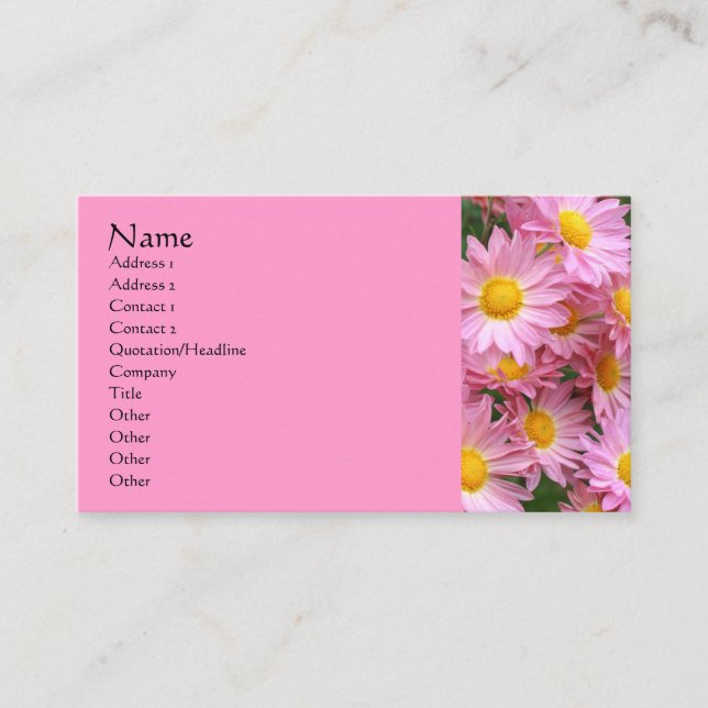 Pink Daisies Flower Photography Business Card (Front)