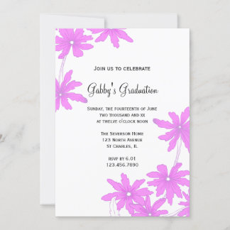 Pink Daisies Graduation Party Invitation
