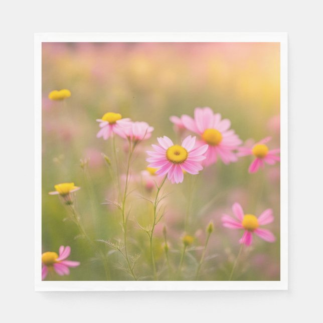 Pink Daisies Meadow Napkin (Front)