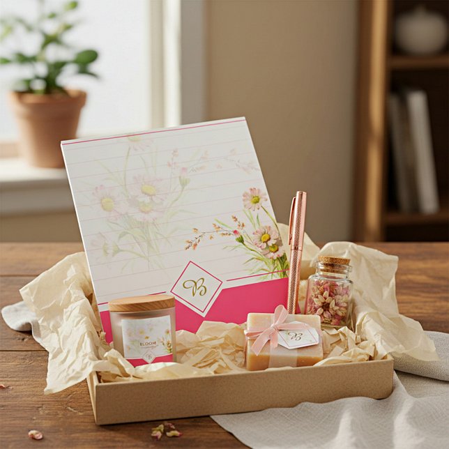 Pink daisies monogram notepad (Creator Uploaded)