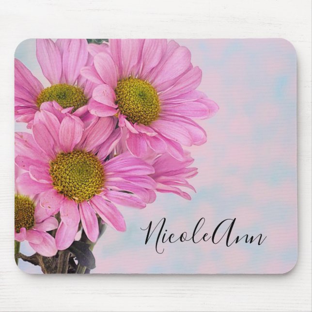 Pink Daisies Mouse Mat (Front)