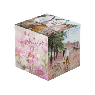 Pink Daisies Photo Cube Romantic Flowers