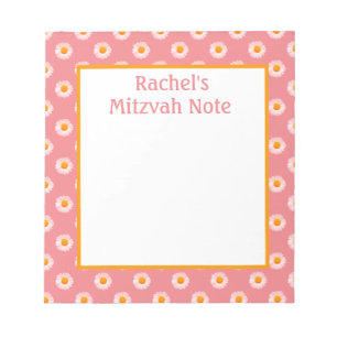 Pink Daisies Retro Mitzvah Note Girls Notepad