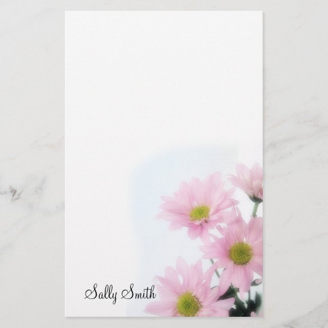 Pink Daisies Stationery - Personalise (Front)
