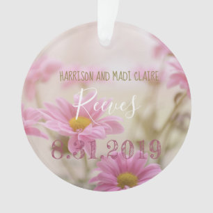Pink Daisies Wedding Acrylic Ornament Flowers