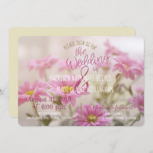 Pink Daisies Wedding Invitation Romantic Flowers
