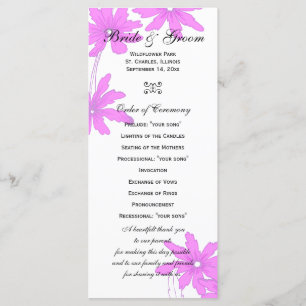 Pink Daisies Wedding Program Programme
