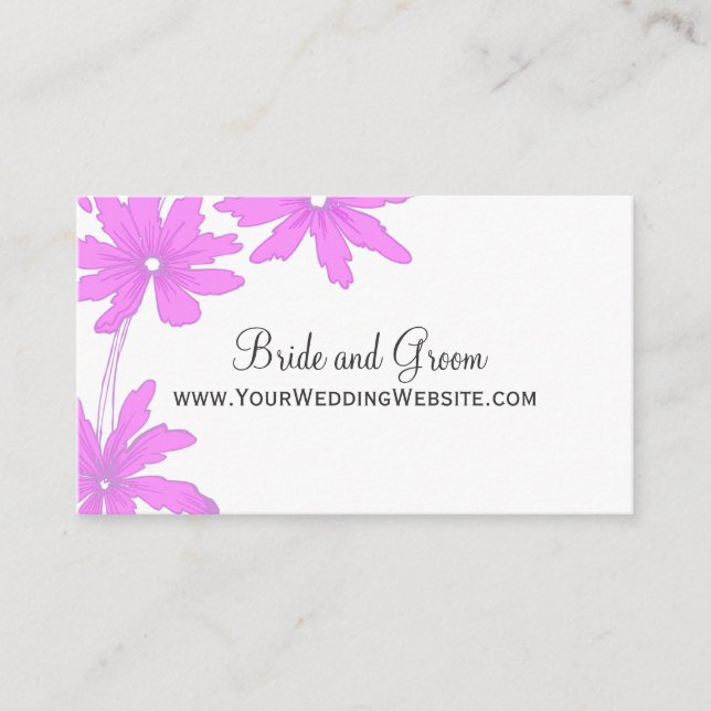 Pink Daisies Wedding Website Card (Front)