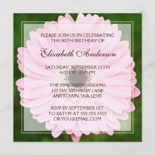 Pink Daisy 80th Birthday Party Invitation