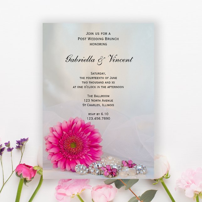 Pink Daisy and Buttons Post Wedding Brunch Invitation (Creator Uploaded)
