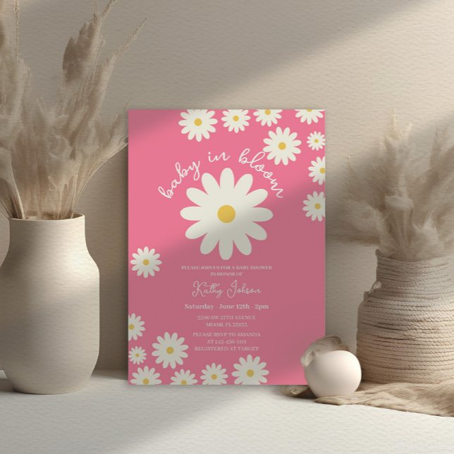 Pink Daisy Baby in Bloom Baby Shower  Invitation (Creator Uploaded)