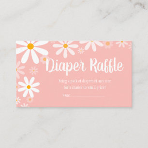 Pink Daisy Baby Shower Diaper Raffle Enclosure Card