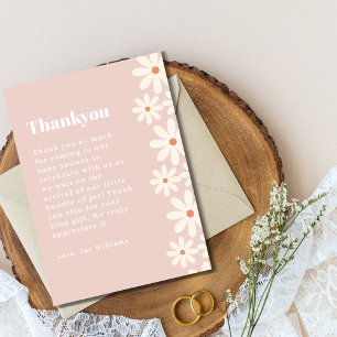 Pink Daisy Baby Shower floral Thank You Card