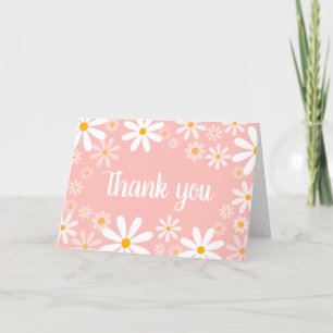 Pink Daisy Baby Shower Thank You Card