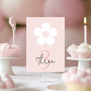 Pink Daisy Birthday – Elegant Floral Party Table Number