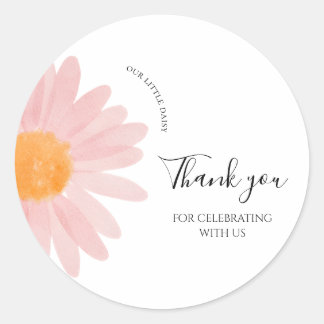 Pink Daisy Birthday Favor Tags Thank You