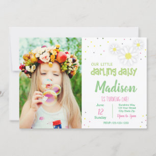 Pink Daisy Birthday Invitation with Photo