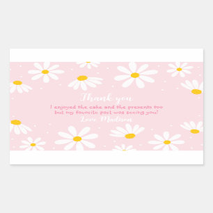 Pink Daisy Birthday Rectangular Sticker