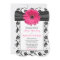 Pink Daisy Black White Floral Wedding Invitation