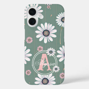Pink Daisy Blooms: Minimalist Floral Pattern iPhone 16 Case