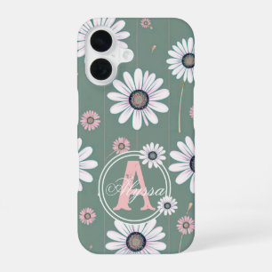 Pink Daisy Blooms: Minimalist Floral Pattern iPhone 16 Case