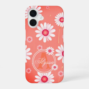 Pink Daisy Blooms: Minimalist Floral Pattern iPhone 16 Case