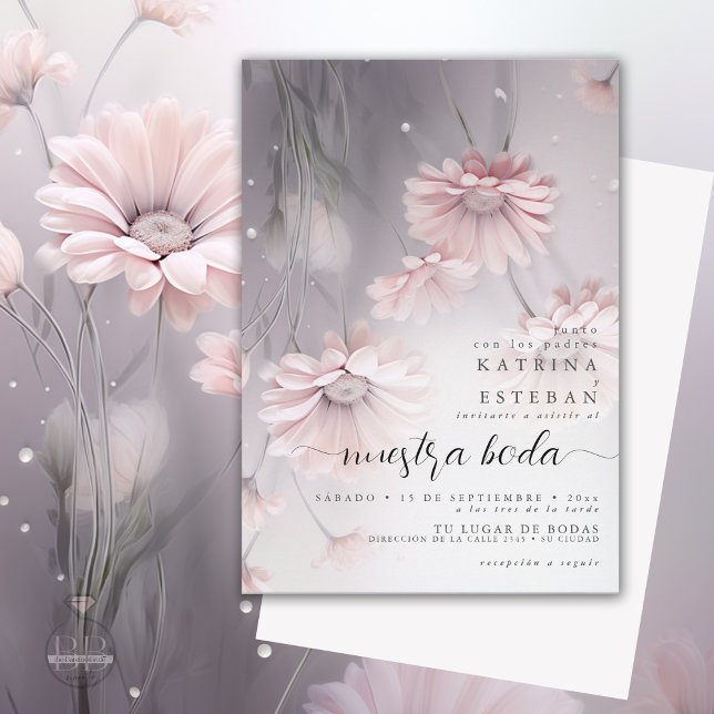 Pink Daisy / Boda rosada de la margarita Invitation (Creator Uploaded)